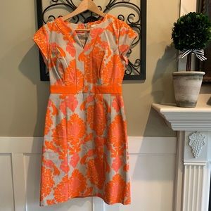 Boden Blood Orange and Cream dress